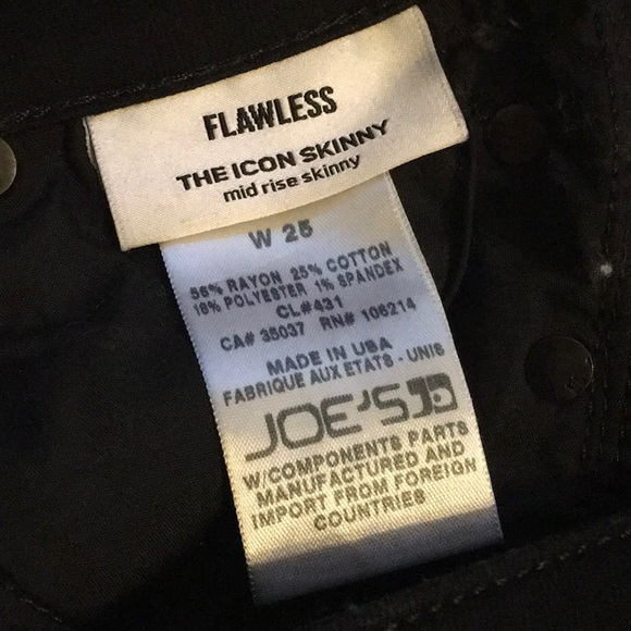 JOE’S JEANS flawless The Icon mid-rise Skinny Jean Black 25 - Picture 10 of 10
